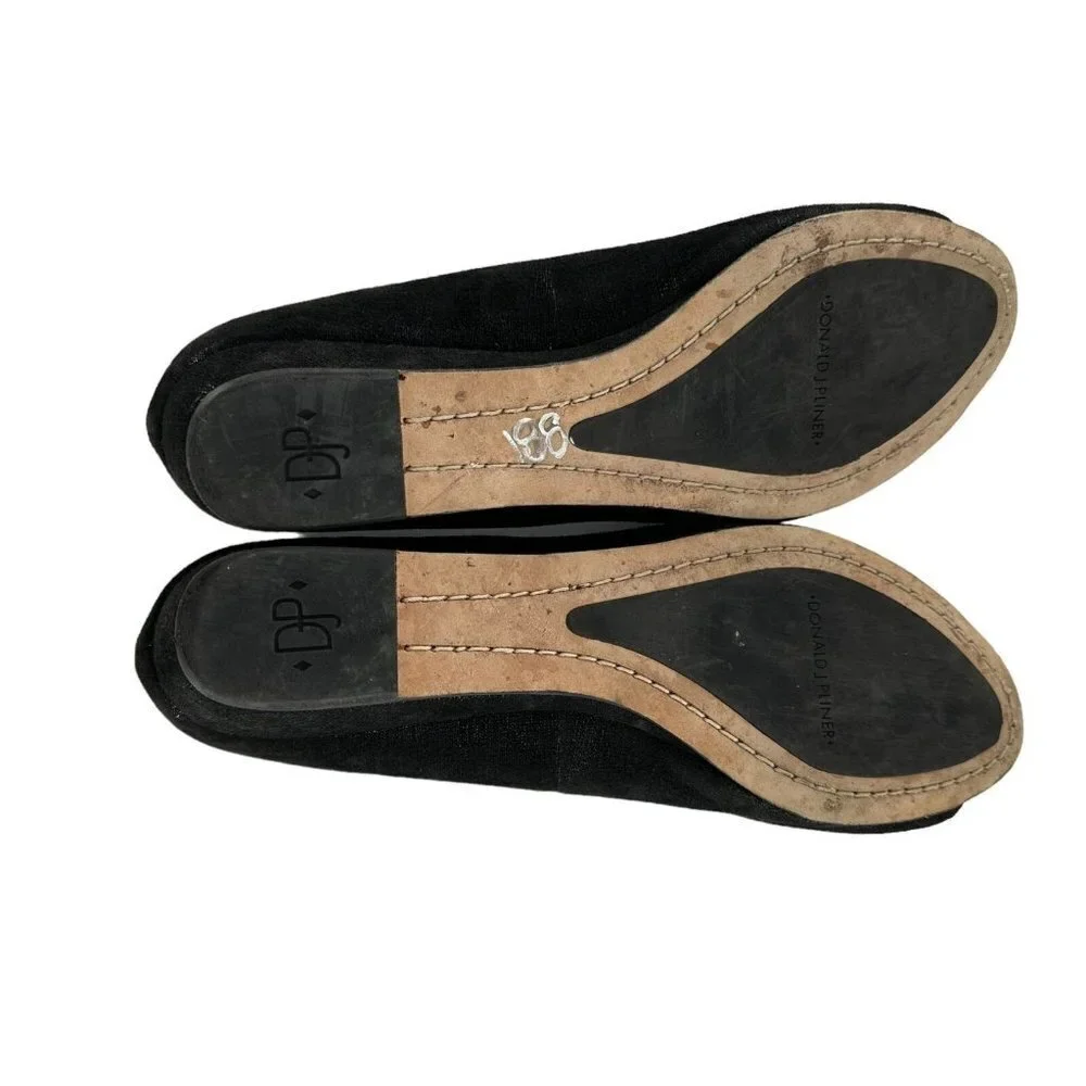 Donald J. Pliner SONET Beaded Black Suede Peep Toe Flats Size 9.5 M